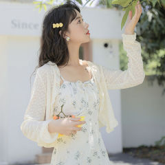 Pure lust-style lace fungus-edged sunscreen cardigan thin for women with suspenders and small shawl with skirt chiffon