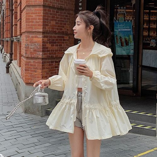 New summer sun protection jacket for women. Summer new fashionable design for small people. Loose and thin sun protection top for women.
