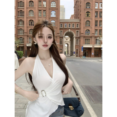 Fashionable and irregular lace-up halterneck vest for women in summer new hot girl sexy tight slimming top trendy