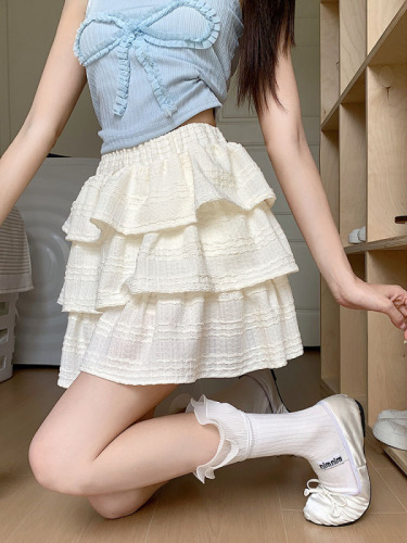 Actual shot ~ 2024 new Korean style cake skirt, sweet, slimming, high-waisted tutu skirt, A-line skirt, short skirt for women