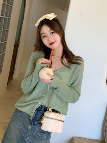 Women's thin ice silk knitted open jacket, summer outerwear, white air conditioning shirt