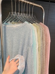 Real shot of summer slimming loose long-sleeved knitted sun protection shirt T-shirt top