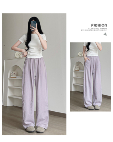 Casual machete wide leg pants for women summer thin 2024 new high waist drape casual straight banana sweatpants