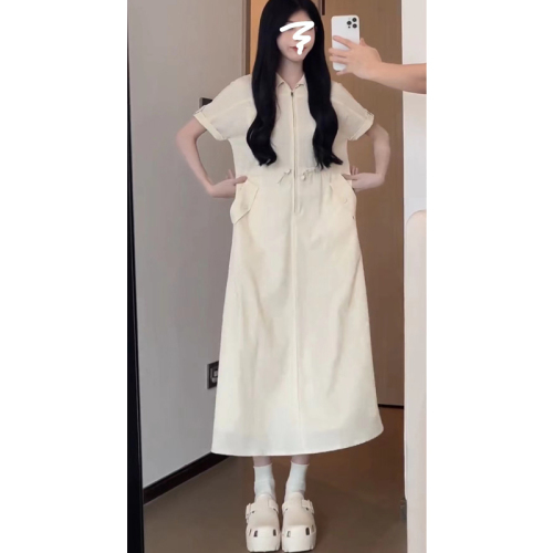 Matsumoto Mourning ~ Gentle and slimming drawstring pocket group slimming A-line dress