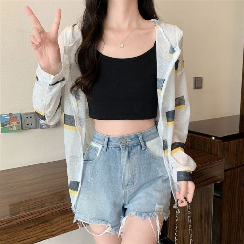 Actual shot of 100% polyester ice silk thin sun protection clothing for women Korean style loose breathable sun protection clothing jacket