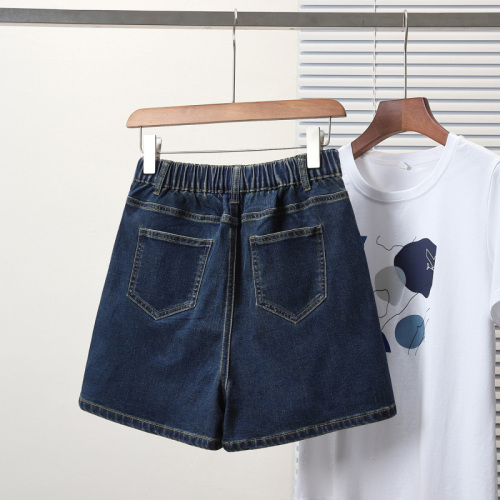 Real shot of summer large size elastic elastic waist loose anti-exposure denim skirt pants fat MM casual shorts skirt