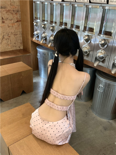 Actual shot of the popular Xiangjia classic summer temperament backless suspender skirt long skirt two-piece summer set for women