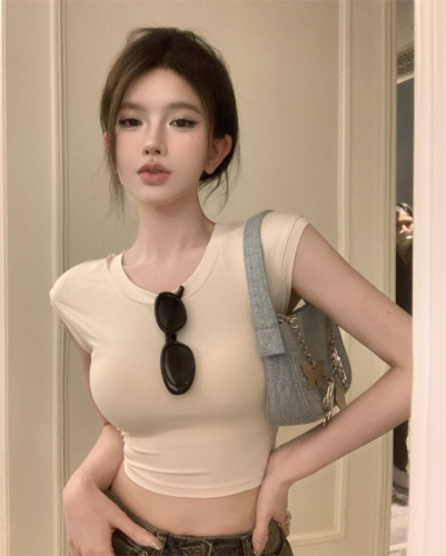 Real shot of hot girl sexy backless strappy vest for women slim and versatile basic solid color short top