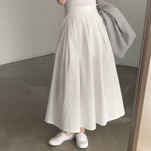 Korean chic new French simple mid-length cover-up A-line skirt