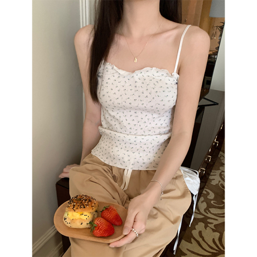 Actual shot of floral lace suspenders Korean style simple basic style layered inner top for women