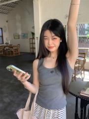 Slim fit inner wear~Basic cat print vest for women summer sweet and spicy slim fit versatile outer top