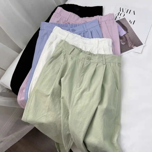 Casual and comfortable workwear harem pants for women early autumn 2024 new thin high-waist slim wide-leg nine-point granny pants