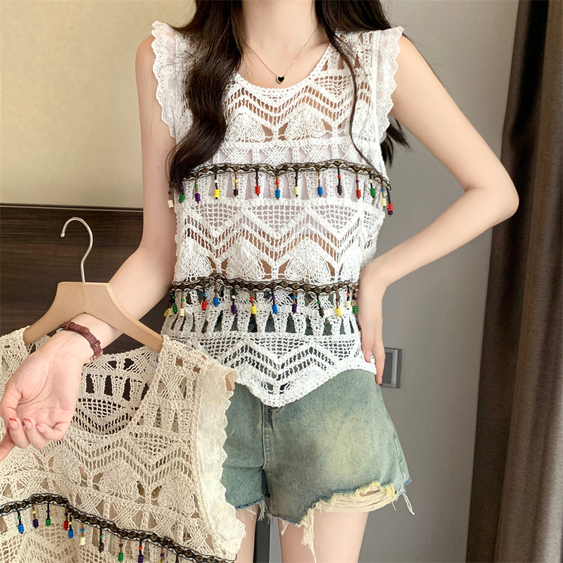 Sweet age-reducing scheming vest summer 2024 new loose and versatile outer wear high-end temperament slim top for women