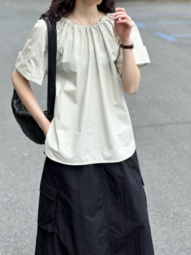 实拍~2024夏季新款韩版宽松纯色中袖衬衣减龄设计感休闲上衣