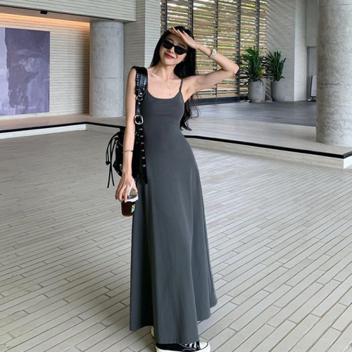 Black suspender dress for women 2024 new summer style temperament waist slimming inner long skirt
