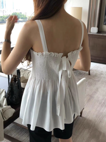 Korea 2024 summer new style lace pleated back strap camisole