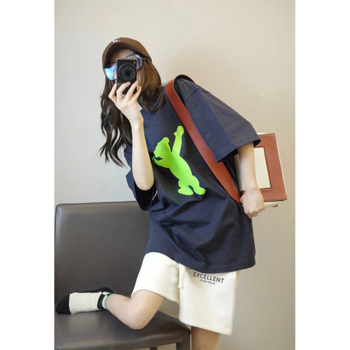 26支纯棉后包领 运动套装女夏季学生韩版宽松短袖短裤两件套潮