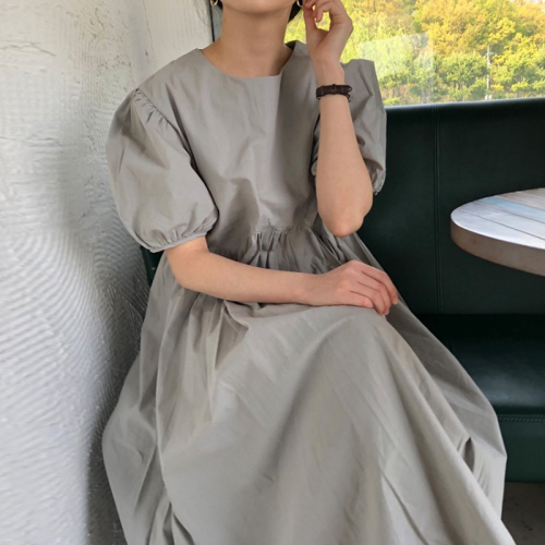 2024 Korean chic summer plus size Dongdaemun new niche simple solid color loose long dress for women