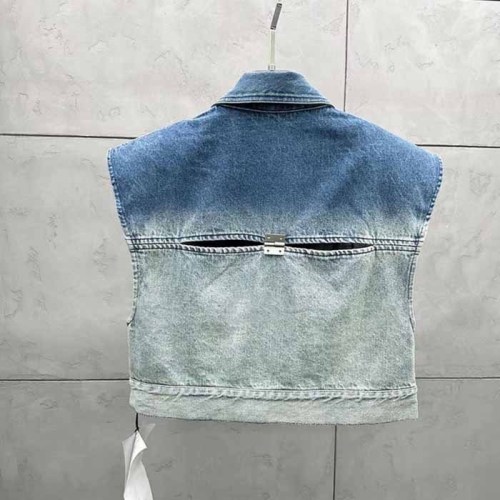 2024 New Korean Style Stitching Gradient Color Loose Denim Vest Fashion Short Versatile Vest for Women