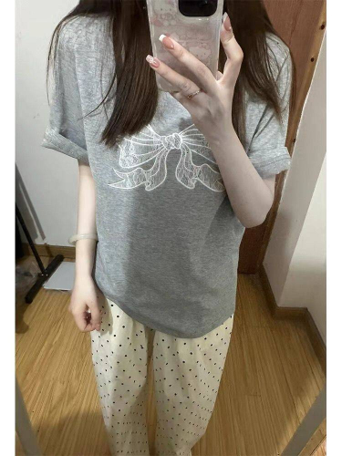 高品质纯棉200克精梳紧密100%棉直播同品前印花宽松短袖t恤女