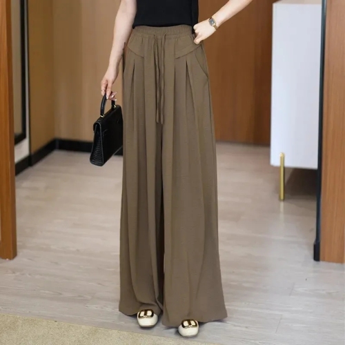 Wide-leg culottes for women 2024 summer new style thin drapey high-waisted slim casual pants trousers women's fashionable pants group