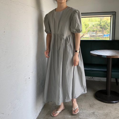 2024 Korean chic summer plus size Dongdaemun new niche simple solid color loose long dress for women