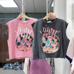 Combed cotton sleeveless vest women's summer loose outer wear pure cotton T-shirt sweet hottie style waistcoat