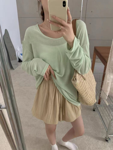 Sun protection cover-up women's summer Korean style loose long-sleeved mask T-shirt