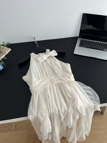 Baili BAILISTUDIO Long Island Fragrance Sleeveless Halter Dress Waist Ruffled French Long Skirt
