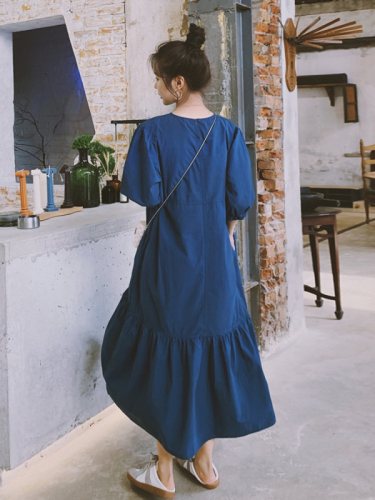 2024 French chic temperament loose slim dress women summer new Japanese style lazy style skirt