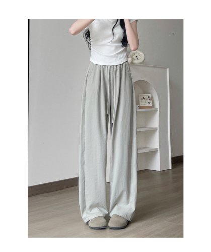 Casual machete wide leg pants for women summer thin 2024 new high waist drape casual straight banana sweatpants