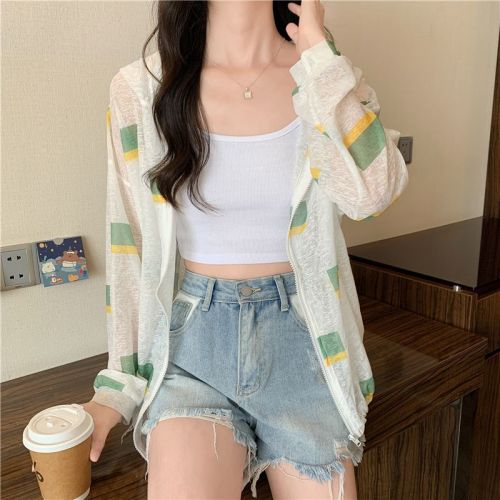 Actual shot of 100% polyester ice silk thin sun protection clothing for women Korean style loose breathable sun protection clothing jacket