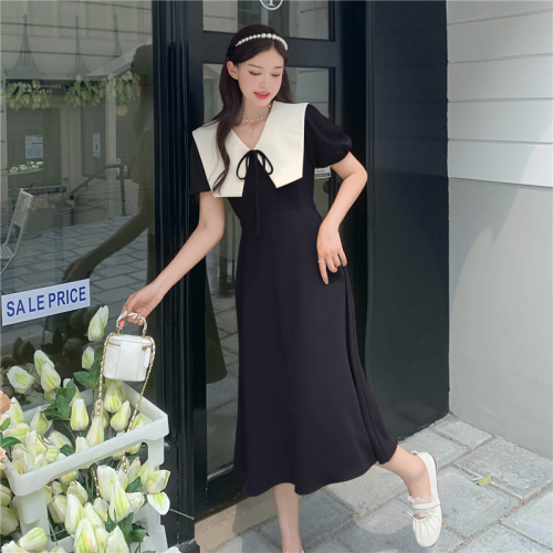 Summer new style doll collar dress, gentle wind long skirt, fat mm large size, high-end belly-covering and slimming skirt