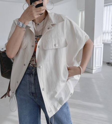 Korean chic summer new retro casual design niche loose temperament versatile workwear vest jacket for women