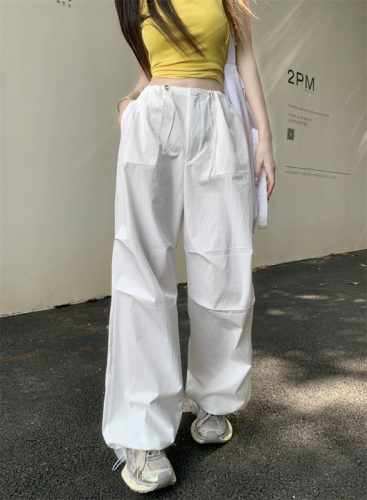 Actual shot ~ American hot girl work casual pants for women, high waisted, loose, straight, wide-legged, leggings, parachute trousers
