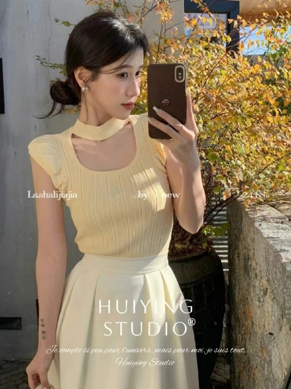 French high-end small flying sleeve short-sleeved top for women summer new niche design small shirt