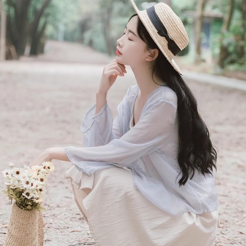 Sun protection cardigan women's summer 2024 new thin chiffon small coat with shawl