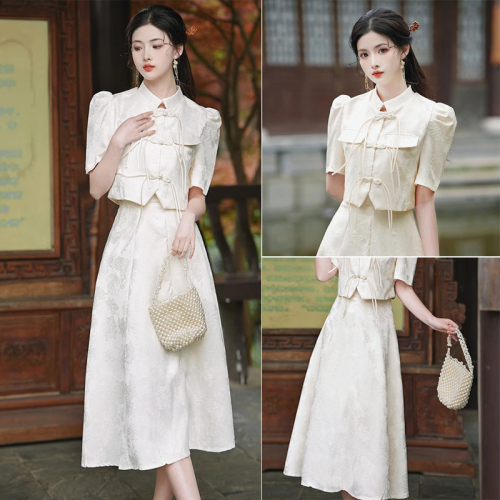 New Chinese style retro national style suit skirt women's summer new style stunning light luxury high-end two-piece set