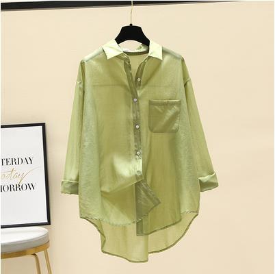 Tencel sun protection clothing for women summer  new Korean style ins style thin white shirt loose casual shirt jacket