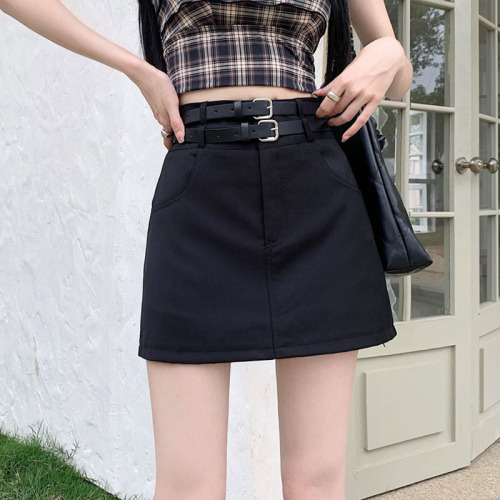 Actual shot and real price ~ 2024 new Korean style workwear skirt high waist slimming A-line short skirt hot girl skirt comes with belt