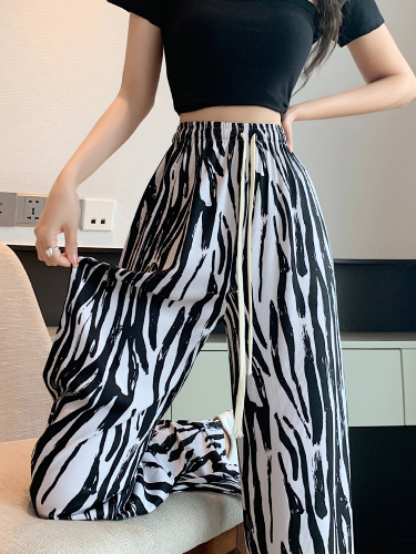 200 pounds of tie-dyed ice silk wide-leg pants for women, summer thin style, new style, tall, drapey, narrow version, straight-leg floor mopping pants