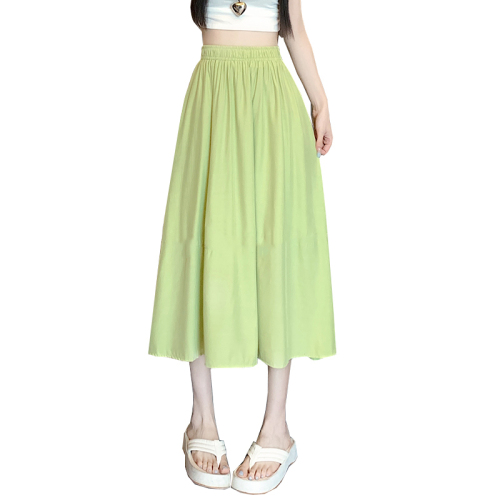 New high-waisted skirt for women in summer, medium and long, versatile, slimming, white A-line umbrella skirt for small people