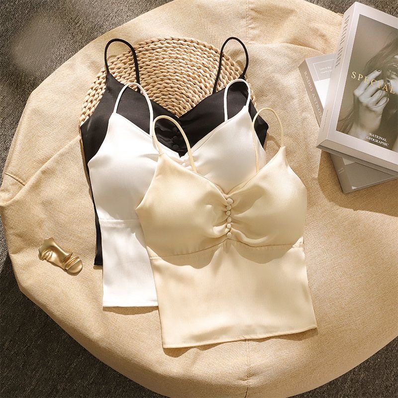 Spot new Chinese style tube top top, high-end camisole for hot girls, 2024 new style, beautiful straps, breast pads, summer