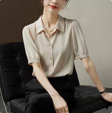 Shirt women's summer short sleeve new style drapey chic French women's shirt top design