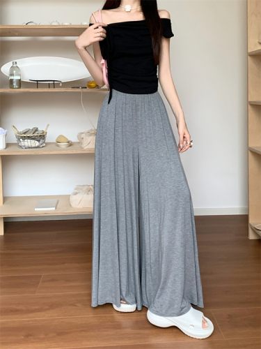 Actual shot ~Lazy style modal drapey wide-leg skirt pants for women summer new high-waisted casual pants skirt