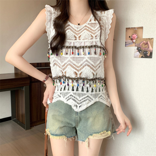 Sweet age-reducing scheming vest summer 2024 new loose and versatile outer wear high-end temperament slim top for women