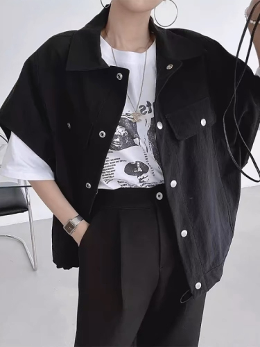 Korean chic summer new retro casual design niche loose temperament versatile workwear vest jacket for women