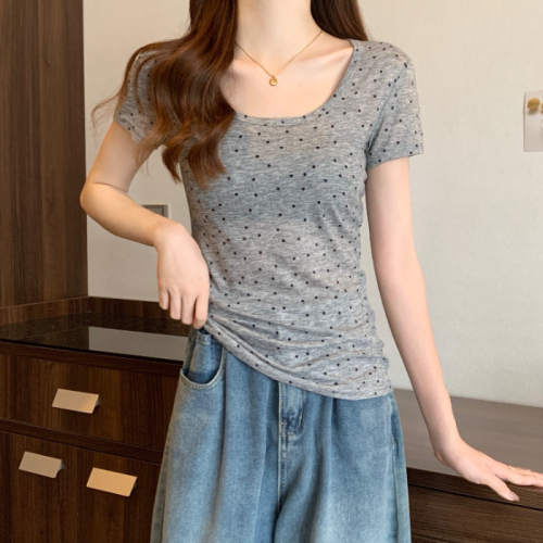 甜辣风挂脖镂空短袖T恤女装夏季韩版设计感修身显瘦上衣