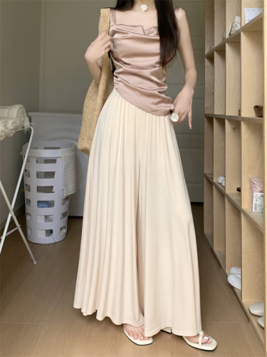 Actual shot ~Lazy style modal drapey wide-leg skirt pants for women summer new high-waisted casual pants skirt