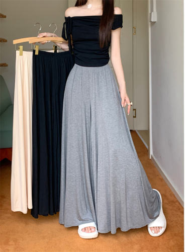 Actual shot ~Lazy style modal drapey wide-leg skirt pants for women summer new high-waisted casual pants skirt